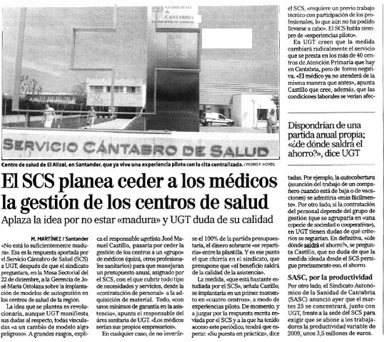 El scs planea ceder a los medicos la gestion de los centros de salud